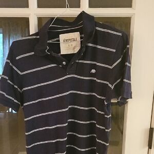 Aeropostale Blue and White Polo Shirt Classic Stripes